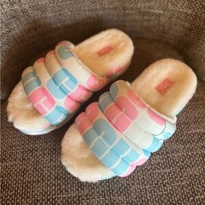 Ugg slip on blue and pink sandals U.S. size 7